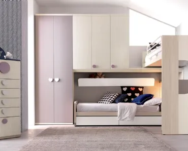 Cameretta angolare in melaminico Alpha Letto a Soppalco E040 di Doimo Cityline