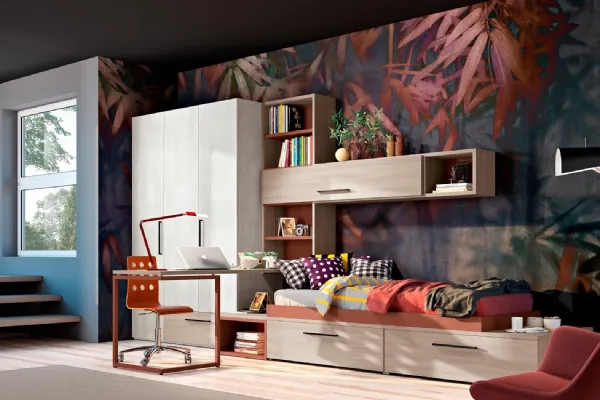 Cameretta moodbook 211 in legno di Ferrimobili