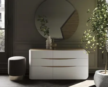 Comò Eikon laccato opaco con struttura in Quercia di Voltan