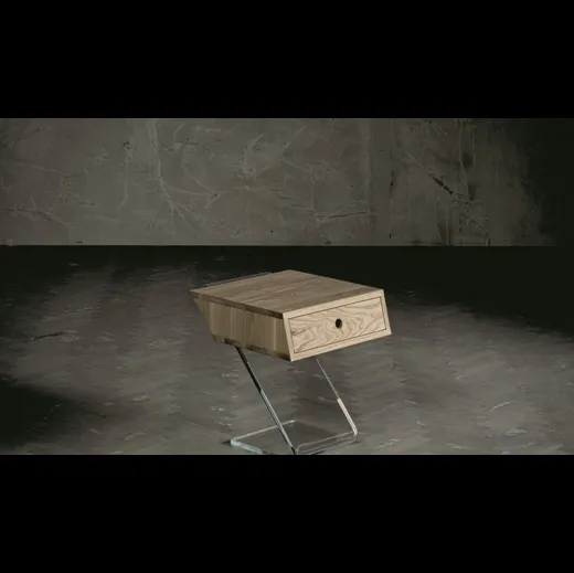 Comodino in legno con base in vetro Cut di Alta Corte