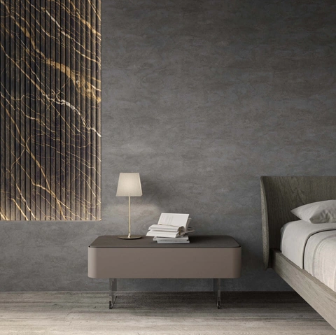 Comodino Elite Fisso laccato con piedini in vetro di Voltan