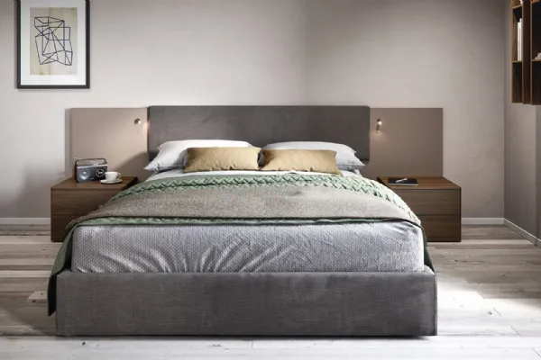 Letto in tessuto imbottito con testiera Cardiff di Cinquanta3