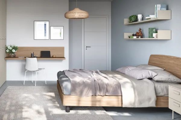 Letto con testiera Este in Noce naturale di Cinquanta3