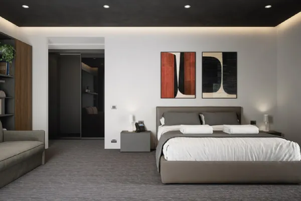 Letto matrimoniale in ecopelle con testiera Jerez di Cinquanta3