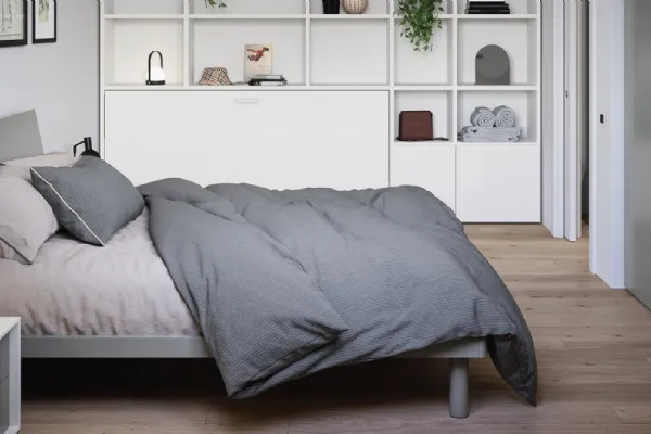 Letto matrimoniale con testiera in melaminico Cemento Thun di Cinquanta3