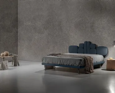 Letto in tessuto con testiera di design Twist Lionel di Excò