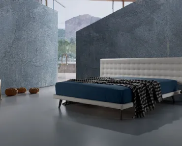 Letto matrimoniale con testiera importante in pelle trapuntata Twist Lersa 290 di Excò