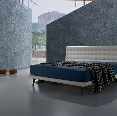 Letto matrimoniale con testiera importante in pelle trapuntata Twist Lersa 290 di Excò