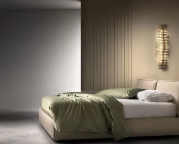 Letto matrimoniale in tessuto imbottito con testiera Light di Bside