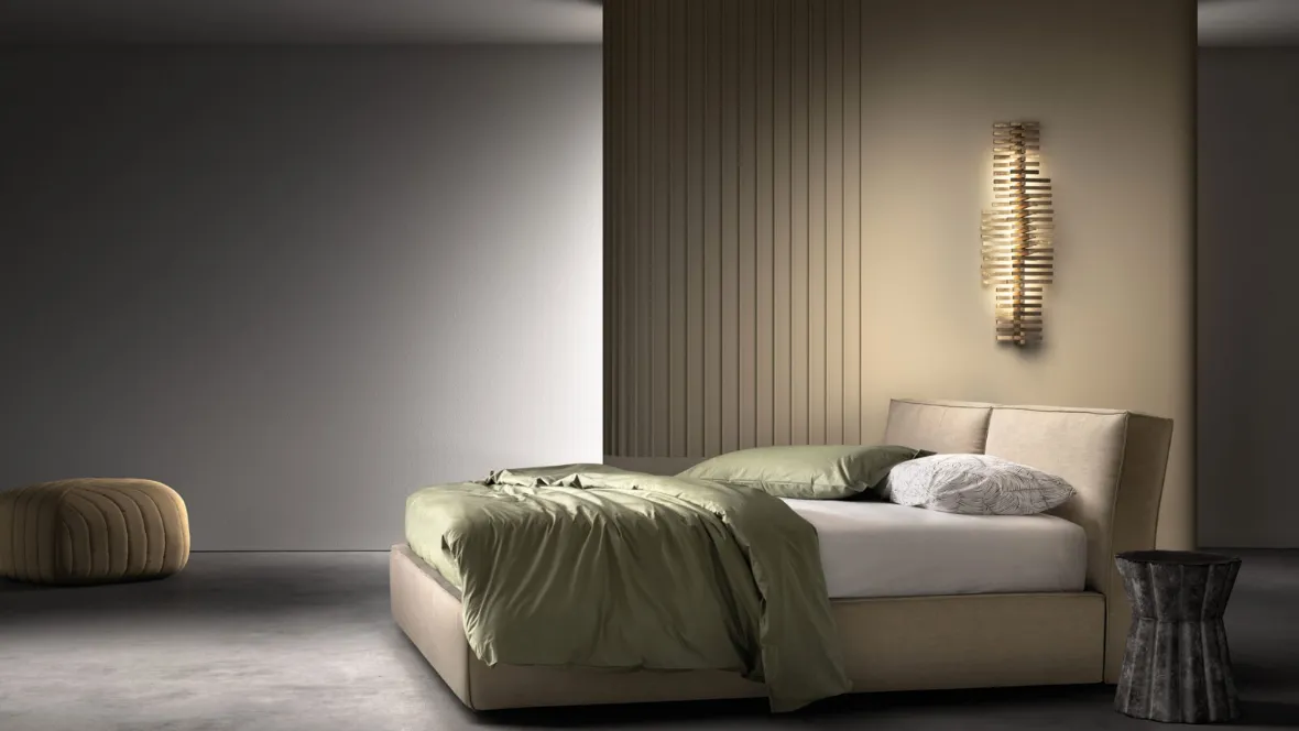 Letto matrimoniale in tessuto imbottito con testiera Light di Bside