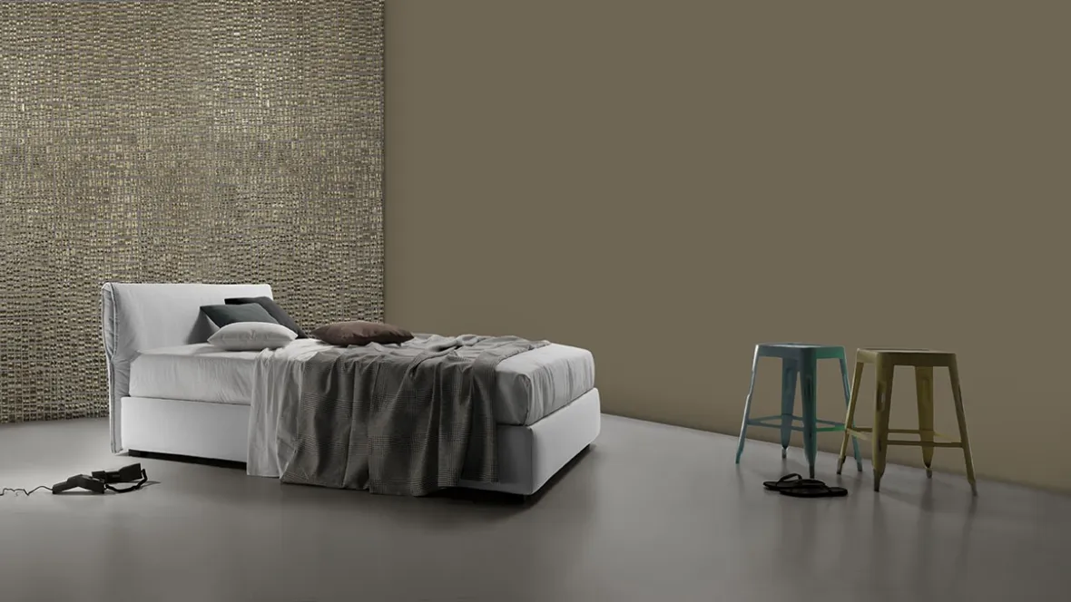 Letto matrimoniale imbottito con contenitore Nuovo Bacco Ring 28 di Excò