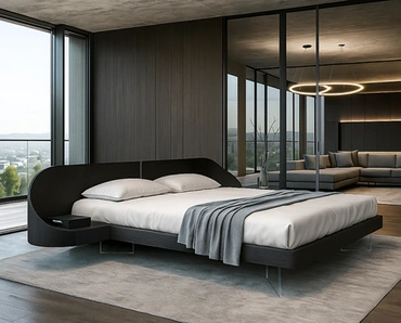 Letto Ottanta laccato nero di Voltan