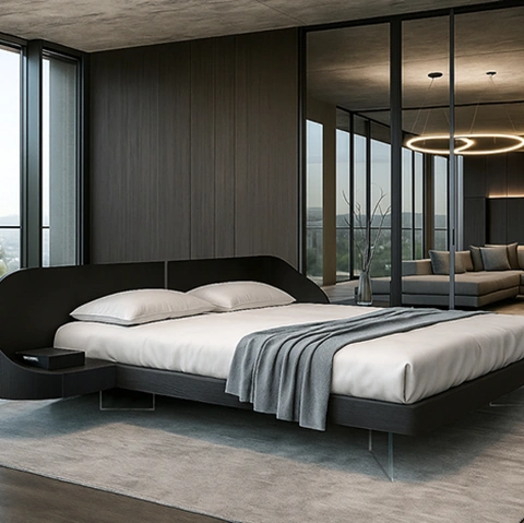 Letto Ottanta laccato nero di Voltan