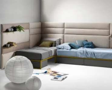 Letto singolo sommier con Pannelli Wall in tessuto di Bside