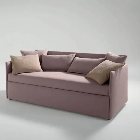 Letto singolo sommier Corner con boiserie rivestita in tessuto di Tomasella