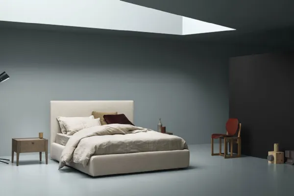Letto con contenitore in tessuto imbottito Space di Md House