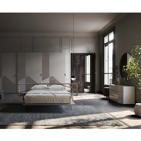 Letto di design con testiera in Quercia Space di Voltan