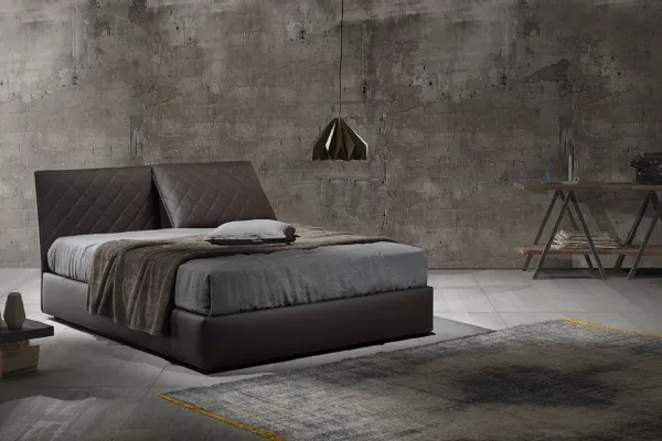 Letto con testiera trapuntata Zoè cinque con contenitore di Excò