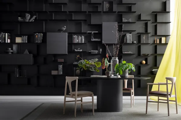 Libreria componibile Avenue 01 in metallo verniciato e rovere nero di Md House