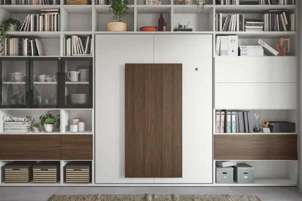 Libreria a muro 07B in melaminico Rovere Cotto e Bianco di Cinquanta3