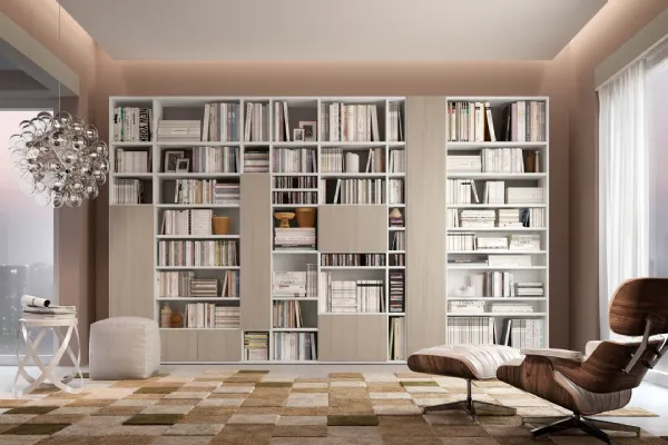 Libreria living 75D composta da ante e vani a giorno di Ferrimobili