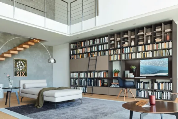 Libreria con vano porta TV Modo M6C68 di Sangiacomo