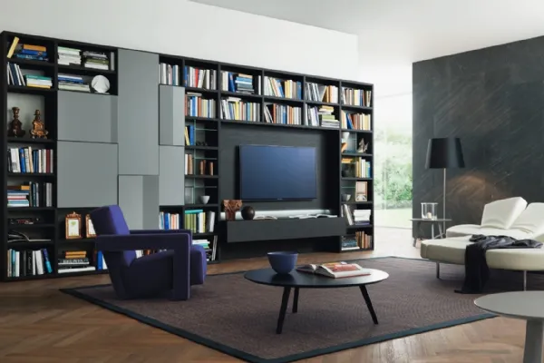 Libreria con vano porta TV Modo M6C72 di Sangiacomo
