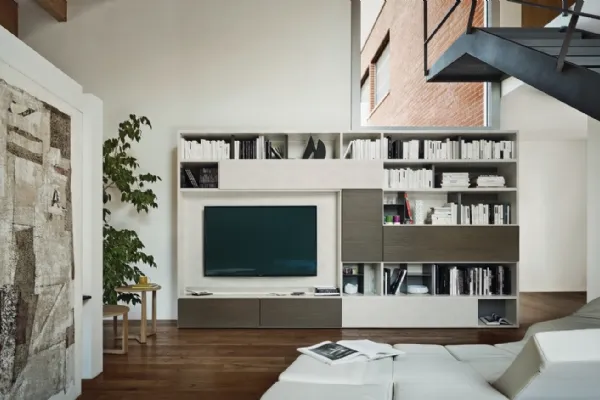 Libreria con vano porta TV Modo M6C73 di Sangiacomo
