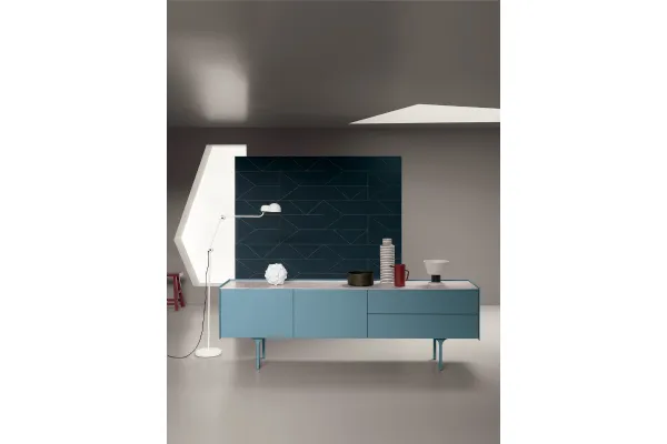 Madia in laccato opaco e top in marmo bianco Dam 03 di Md House