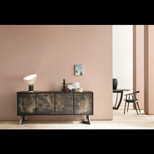 Madia Nook in legno di rovere incisa a laser 4 ante di Alta Corte