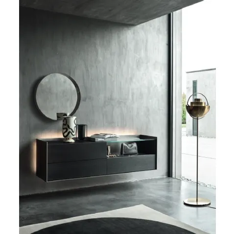 Mobile sospeso Cabaret 53B SX in Rovere carbone e top in ceramica di Sangiacomo