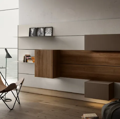 Mobile sospeso Living 01 in Noce e laccato opaco di Arredo3