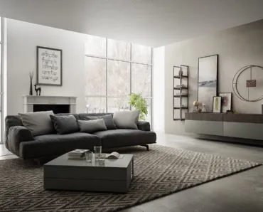 Mobile sospeso Living 03 in laccato opaco grigio e Noce bruno di Arredo3