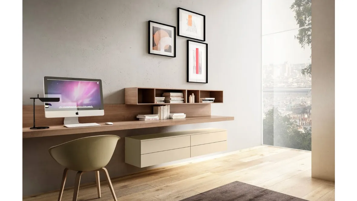 Mobile sospeso Living 08 in legno e laccato opaco di Arredo3