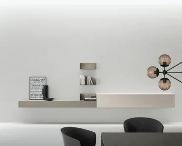 Mobile sospeso in laccato opaco e laccato finitura Oxid che gli conferisce un effetto metallico Wallover 03 di Caccaro