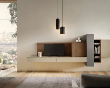 Parete Attrezzata Living 08 in laccato opaco e legno di Arredo3