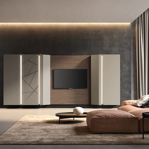 Parete Attrezzata Soggiorno con pensili terminali di Voltan