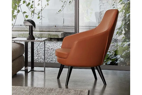 Poltroncina in pelle con schienale alto GIACARTA di Rosini Divani