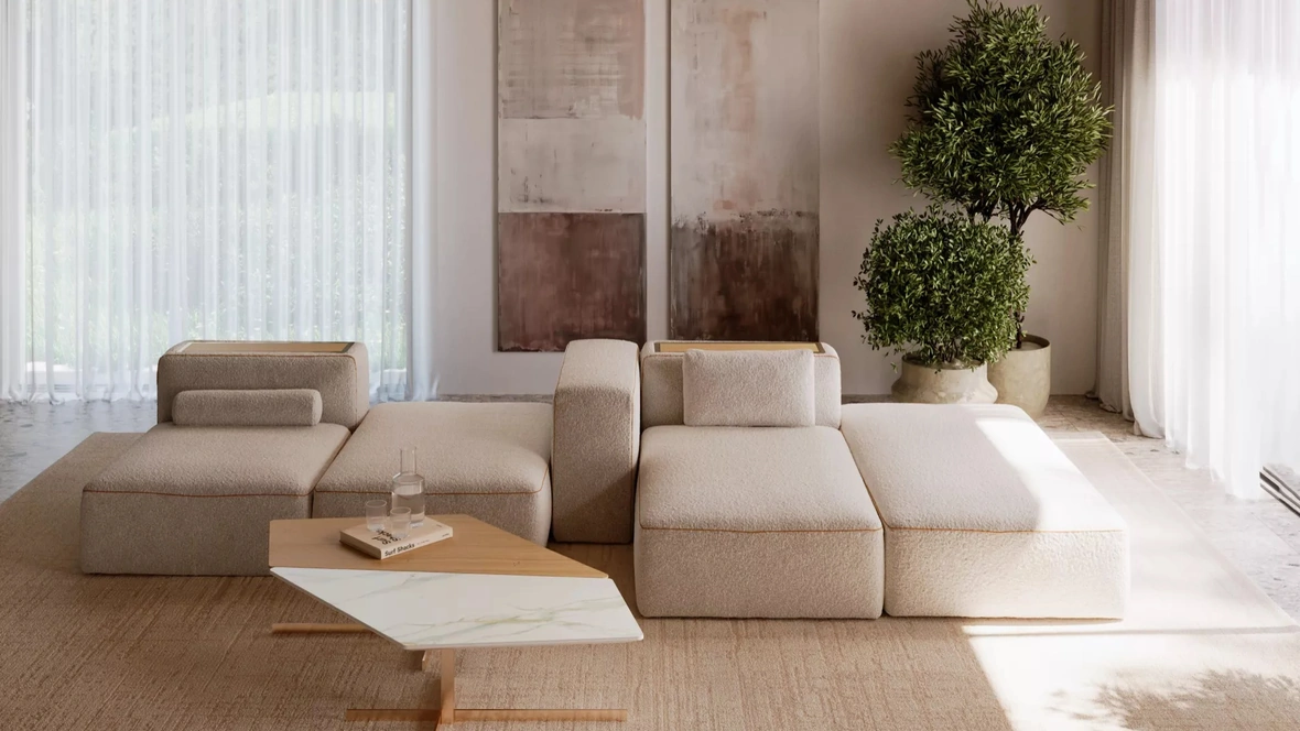 Divano componibile Blake in tessuto di Bontempi