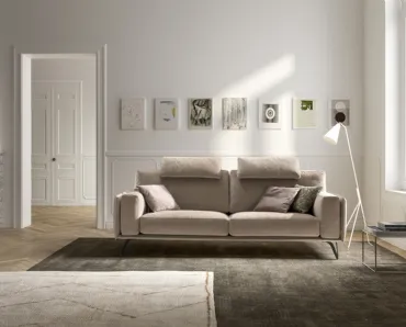 Divano lineare moderno in tessuto Living Bright di Samoa