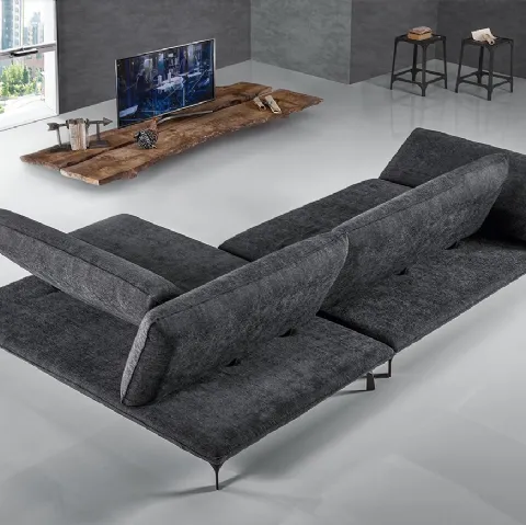 Divano a sofà personalizzabile in tessuto grigio Rock di Excò