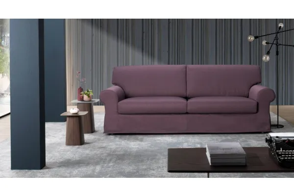 Divano lineare in tessuto di colore viola Stone di Excò