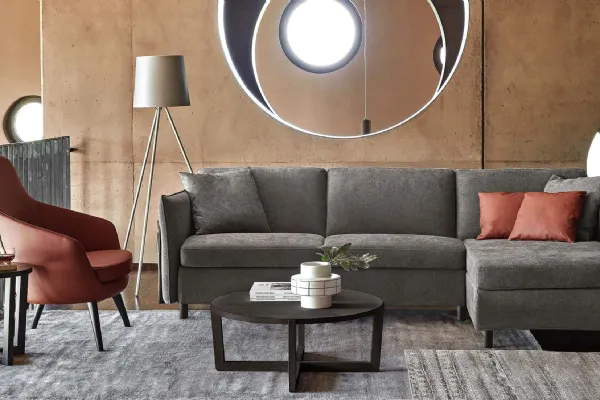 Divano Letto in tessuto con penisola VENEZIA SOFT di Rosini Divani