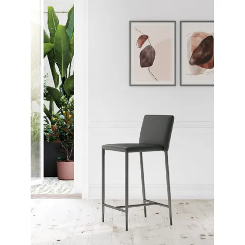 Sgabello Drop Vintage imbottito e rivestito in ecopelle con struttura in metallo di Arredo3