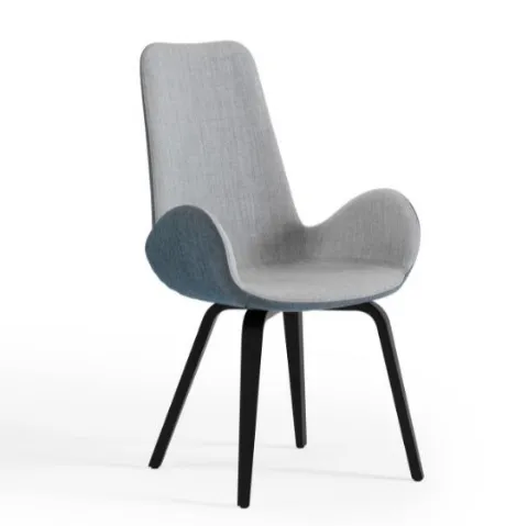 Sedia con schienale alto in tessuto con gambe in legno Dalia PA L_N TS di Midj