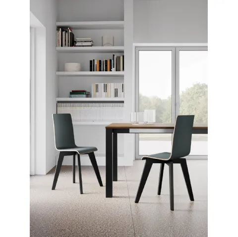 Sedia Kelly con struttura in legno e seduta in multistrato di Arredo3