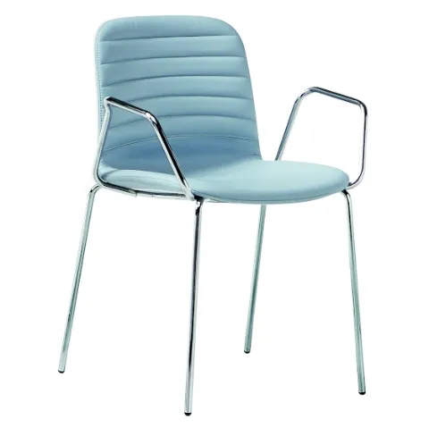 Sedia in pelle e acciaio con braccioli Liù P M TS di Midj