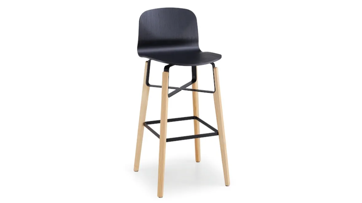 Sgabello con seduta in legno e struttura in legno e metallo Liù ML LG di Midj