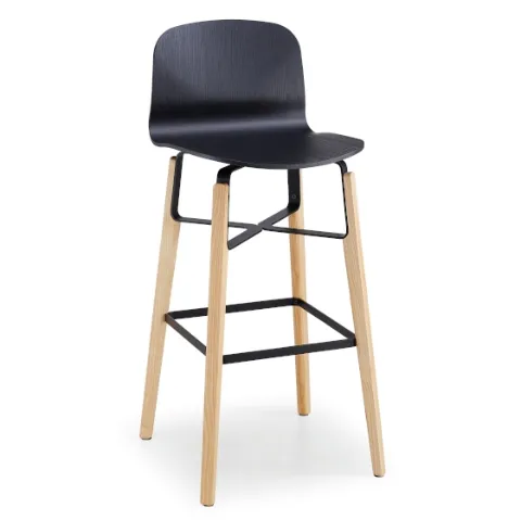 Sgabello con seduta in legno e struttura in legno e metallo Liù ML LG di Midj