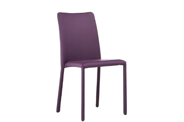 Sedia impilabile completamente rivestita in pelle Silvy SB R_TS di Midj